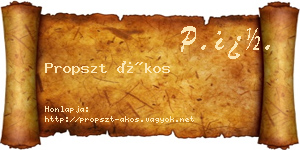 Propszt Ákos névjegykártya